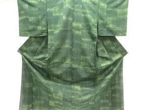 未使用品　 紗 透かし織縞に刷毛目織出し着物